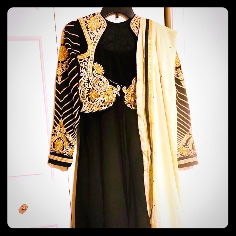 Black and golden indian dress